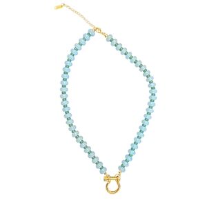 NWT - 18k Gold Elegant Blue and Green Beaded Necklace